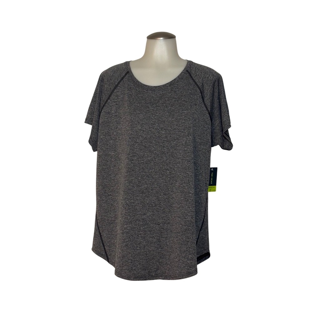 Tek Gear Workout Top Womens XL Gray Heather Mesh Back NEW raglan sleeves Sassy!!